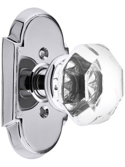 Arched Rosette Set With Old Town Crystal Knobs in Polished Chrome.